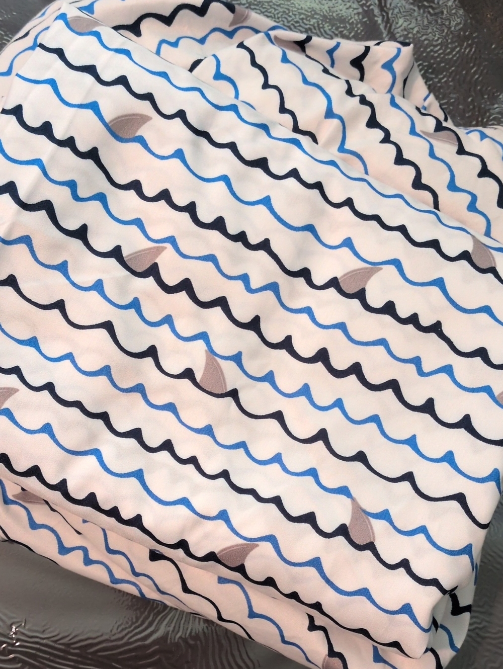 Full Sized Flat & Fitted Sheet-Shark & Waves -Microfiber